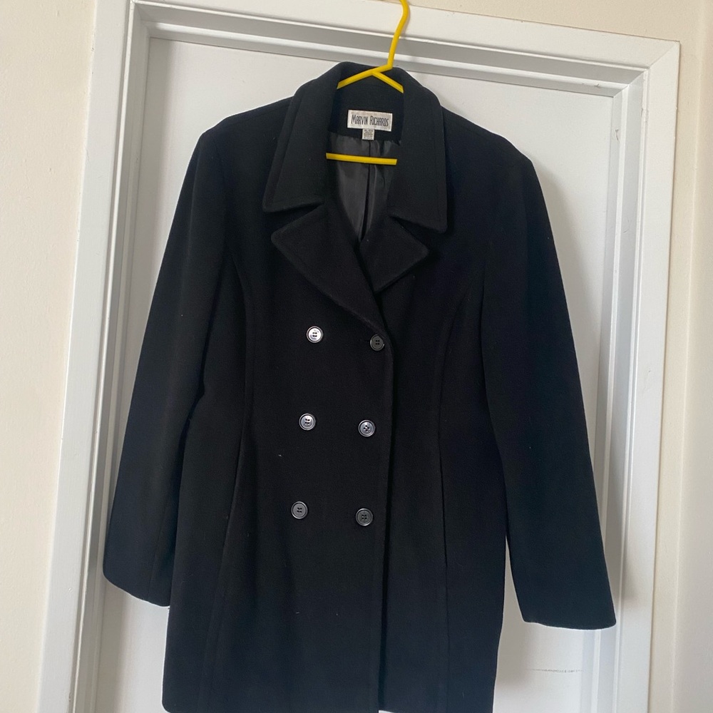 Marvin Richards Black Double-Breasted Peacoat